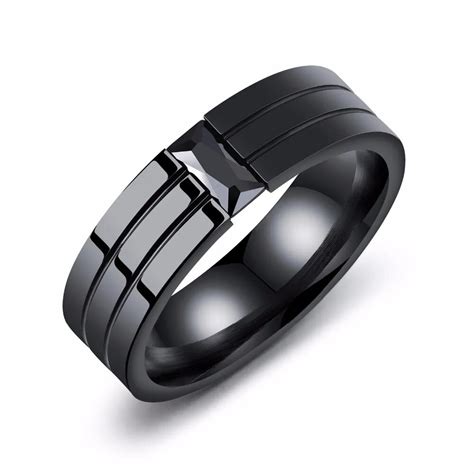 Jhsl Brand Punk Black Male Men Rings For Boy Solid Polished 316l