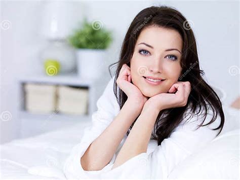 Beautiful Woman With Attractive Smile At Home Stock Photo Image Of