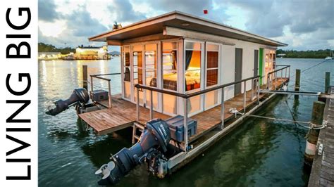 Life On The Water In A Tiny House Boat Youtube