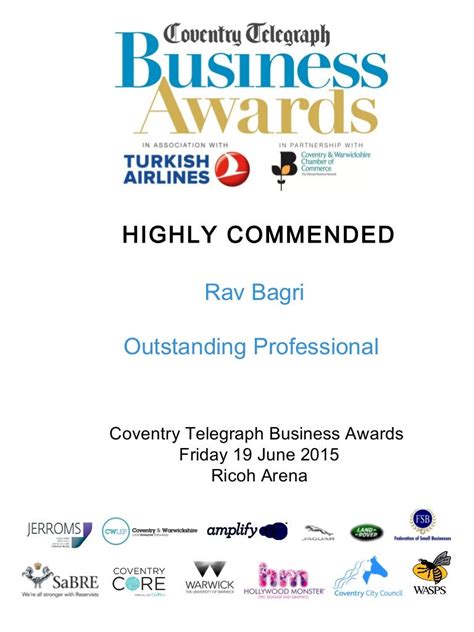 Highly Commended Award June 2015