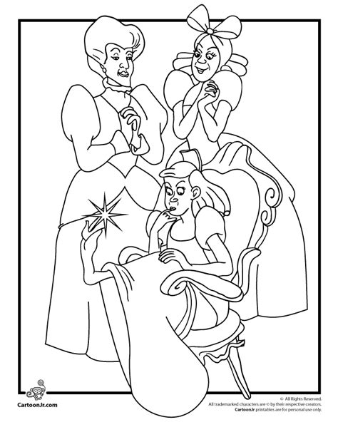 Cinderellas Stepsisters And Stepmother Coloring Page With Images Cinderella Coloring Pages
