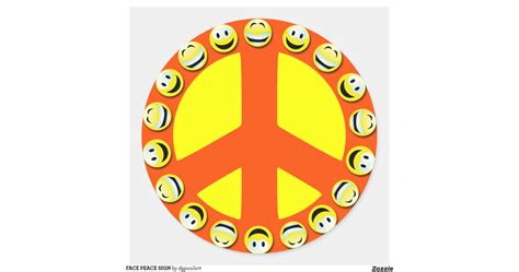 Smiley Face Peace Sign Round Sticker Zazzle