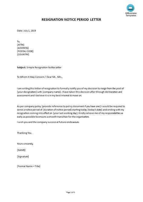 Resignation Letter Format In Word Ideas
