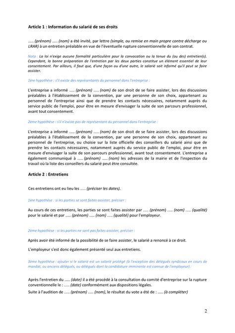 Convention De Rupture Du Contrat De Travail DOC PDF Page 2 Sur 6