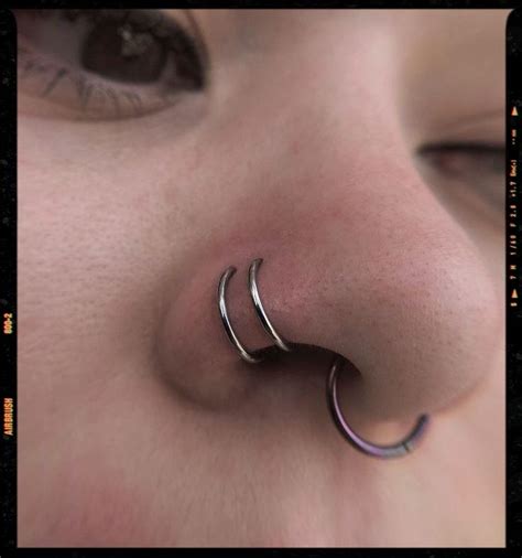 Double Nose Piercing And Septum Piercing Nose Piercing Body Jewelry Piercing Nose Piercing Hoop