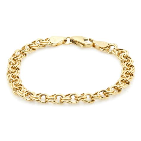 18k Yellow Gold Double Chain Link Bracelet Ebth