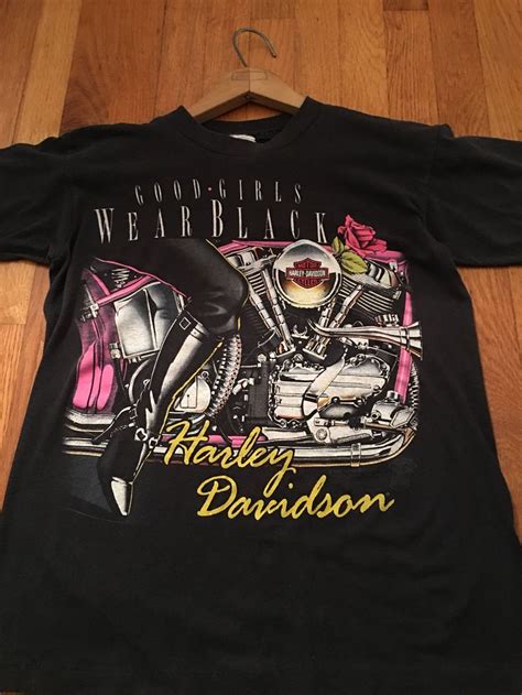 Vintage Harley Davidson Good Girls Wear Black T Shirt Womens Harley