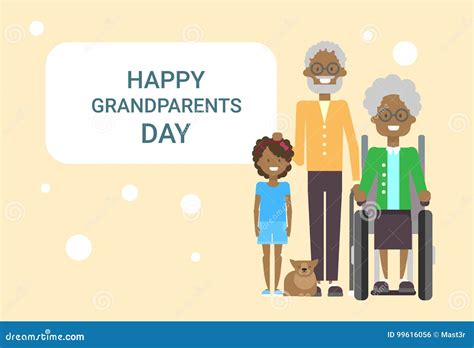 Happy Grandparents Day Greeting Card Banner African American Stock