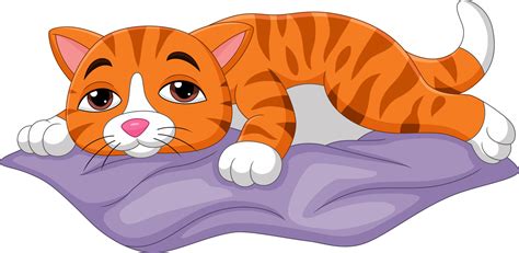 Tired Cartoon Cat Sleeping On The Pillow 5151876 Vector Art At Vecteezy