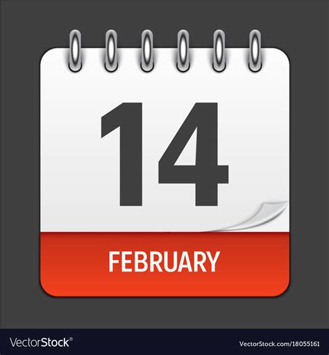 February 14 Calendar Daily Icon Royalty Free Vector Image