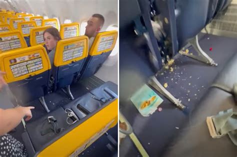 E News 襤 Dirtiest Ryanair Flight Ever Video Shows Plane In Shocking State