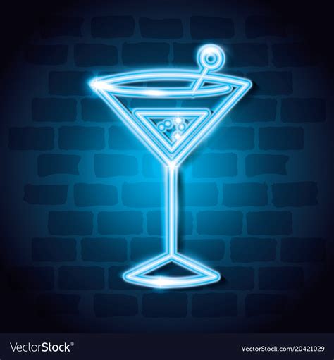 Cocktail Drink Neon Label Royalty Free Vector Image