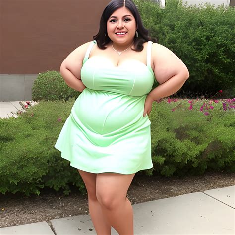 Chubby Latina Smiling Wearing Short Dress Arthubai
