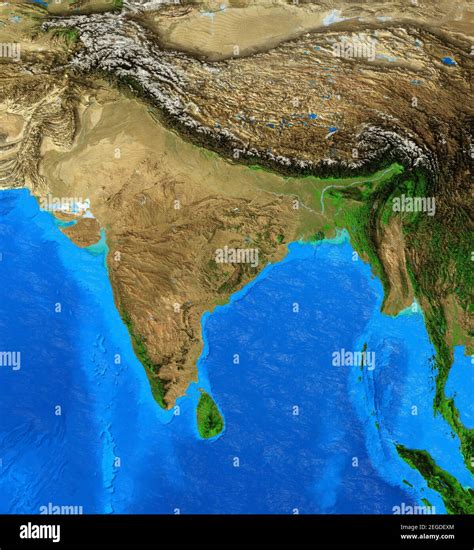 Physical Map Of India And Himalayas Detailed Flat View Of The Planet