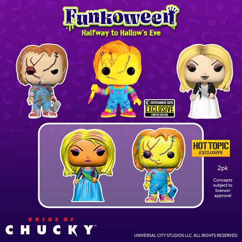 Funko Bride Of Chucky Pop Movies Chucky And Tiffany Blacklight Vinyl