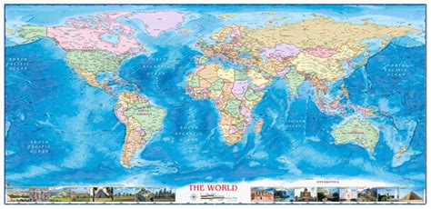 Political Wall Map Of The World Finely Detailed Lamin