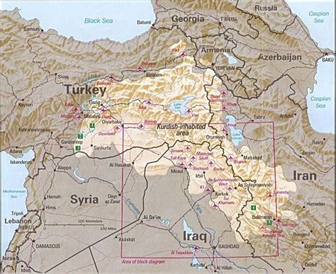 Iraq Map Depicting Tikrit And Kurdish Areas