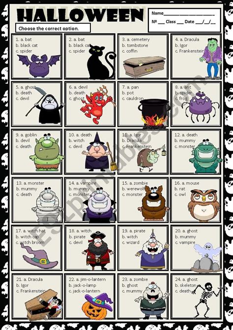 Halloween Multiple Choice Esl Worksheet By Macomabi