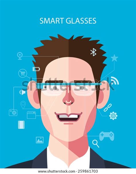 Flat Character Smart Glasses Concept Illustrations Stock Vector