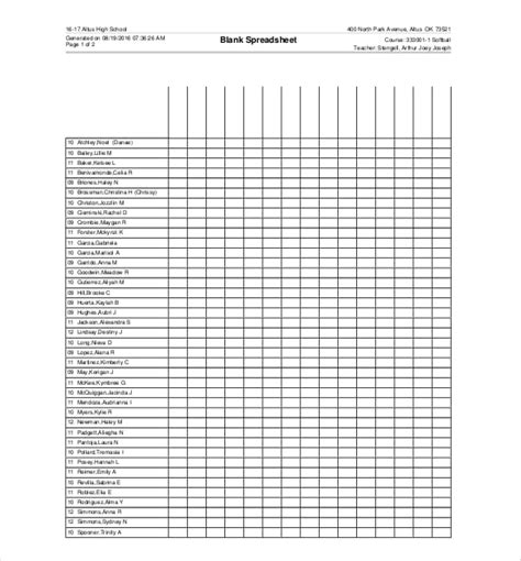 16 Blank Spreadsheet Templates PDF DOC