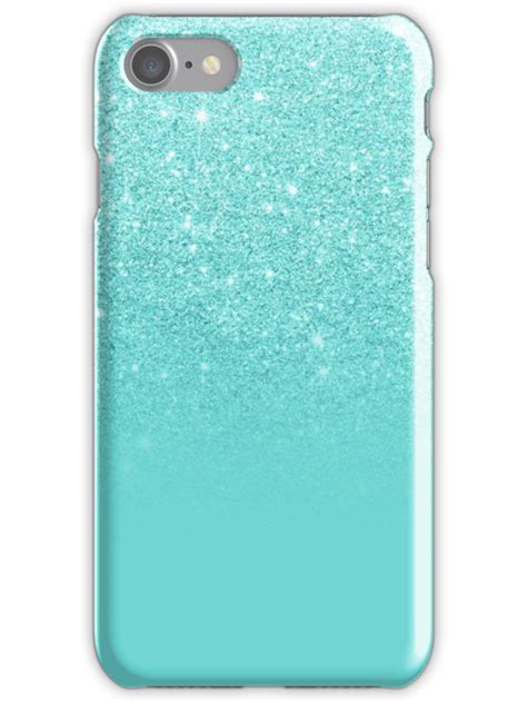 Girly Faux Glitter Ombre Teal Color Block Iphone Cases And Skins By