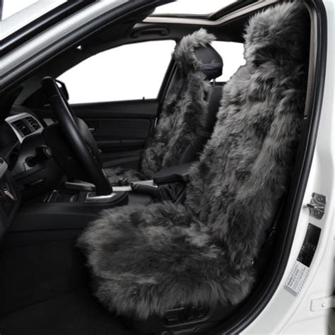 2pc 100 natural australian gray sheepskin fur universal car seat cover set ebay girly car
