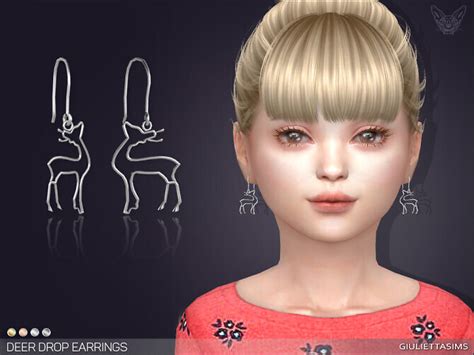 Deer Drop Earrings For Kids By Feyona At Tsr Sims 4 Updates