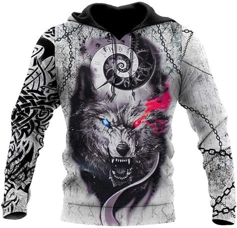 3d Wolf Print Big And Tall Hoodies For Men Unisex Casual Pullover Zip