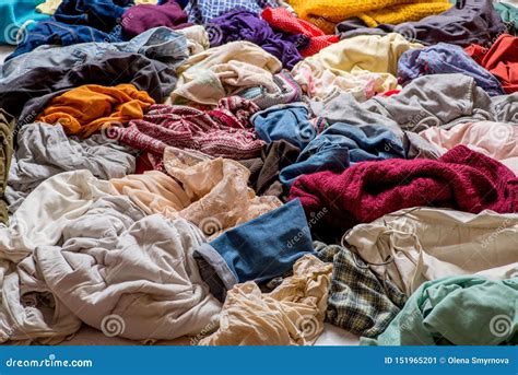 Pile Of Used Clothes On A Light Background Stock Image Image Of