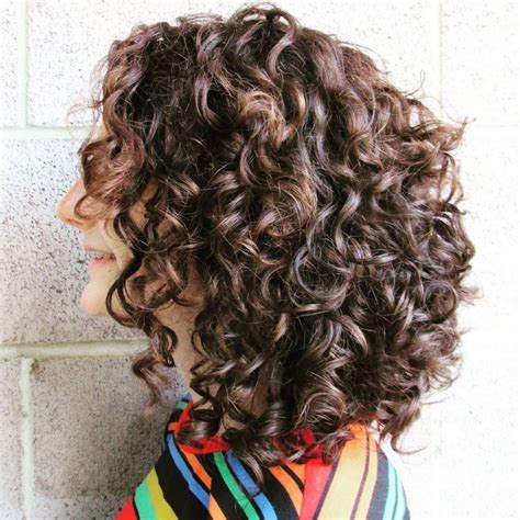 Medium Curly Brown Hairstyle With Subtle Highlights Haircuts For Curly