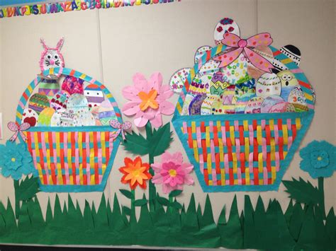 Our board has 5 baskets, but depending upon the age of your students, you might choose to post fewer or more. Easter basket bulletin board. (With images) | Easter ...