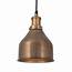 Vintage Industrial Style Small Metal Cone Pendant Light Brass  7 Inch