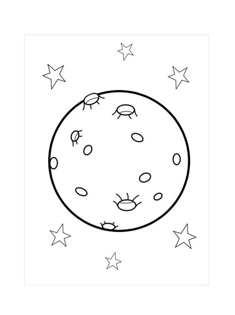 Luna Llena Con Estrellas Para Colorear Imprimir E Dibujar Coloringonly