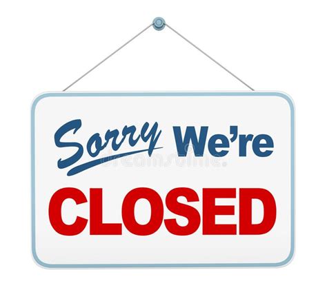 Sorry We Re Closed Sign Hanging Isolated Stock Illustration