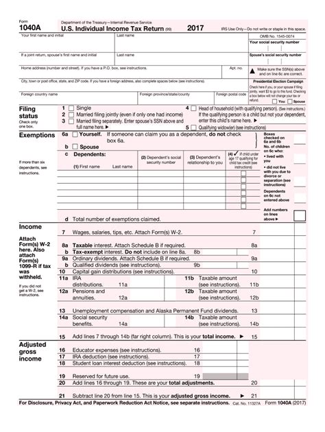Although there is a standard form template, its variations can be changed according to the. IRS 1040-A 2017 - Fill and Sign Printable Template Online | US Legal Forms