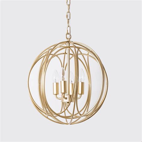 Luxury Luxurious Modern Chic Gold Sphere 4 Light Iron Orb Chain
