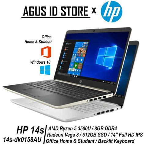 Jual Laptop HP 14s Ryzen 5 3500U 8GB 512GB 14 FHD IPS Dk0158AU