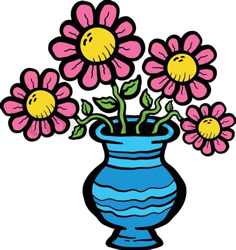 Cartoon Flowers In Vase Stock Vector Colourbox