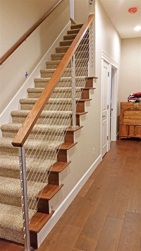 Cable Railing For Staircase Stainless Steel Round Posts Cedar