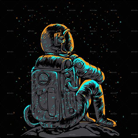 Astronaut Sitting On The Moon Vectors Graphicriver