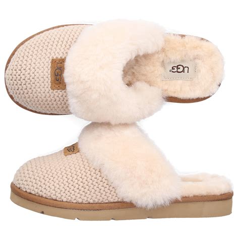 Ugg Slippers Cozy Knit Cotton Logo Pale Pink In Beige Natural Lyst