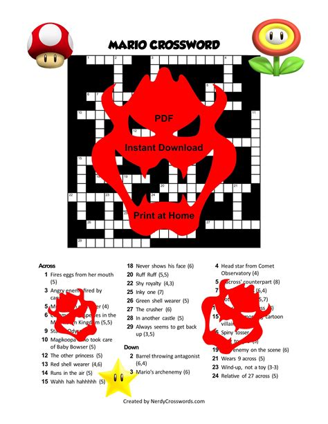 Mario Crossword Digital Download Easy Simple Basic Crossword - Etsy