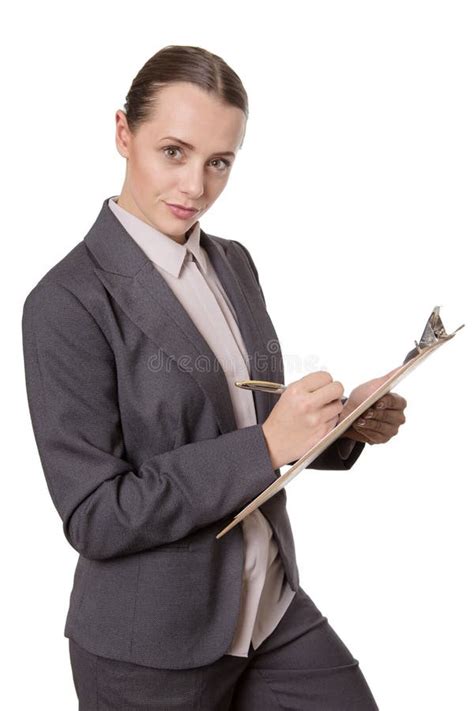 Woman Holding Clipboard Stock Image Image Of Female 71475629