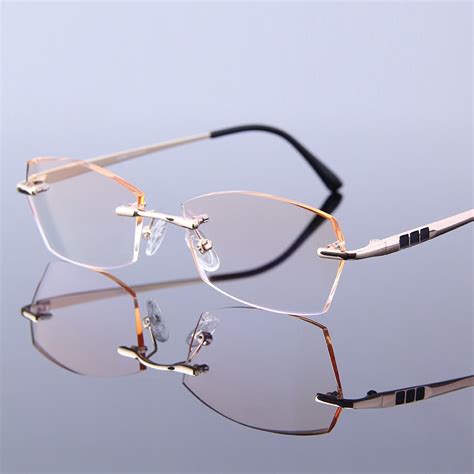 Luxury Rimless Reading Glasses Men Eyeglass Gentleman Hyperopia Anti Reflective Male Eyewear