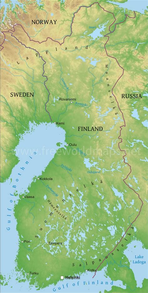 Physical Features Map Of Finland