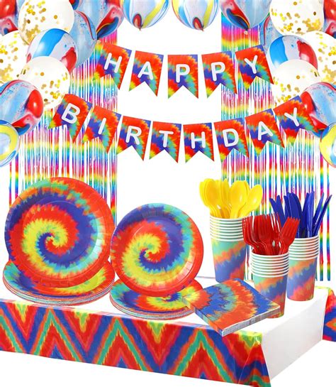 Winoo Design Tie Dye Birthay Party Supplies Serves 16