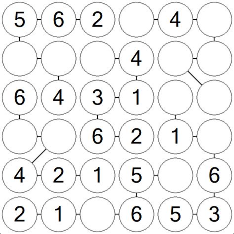 Chain Sudoku 6x6 Easy Sudoku