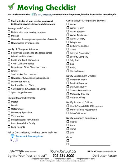 Free Printable Moving Checklist Template Take The Stress Out Of Moving