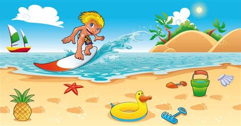 Surfing Beach Body Cartoon Stock Illustrations 496 Surfing Beach Body