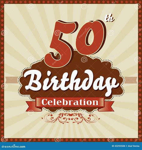 50 Years Celebration 50th Happy Birthday Retro Card Stock Vector